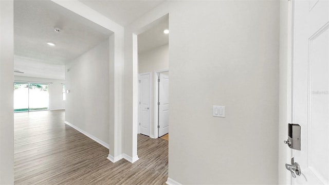 3718 Mossy Limb Ct, Palmetto, FL 34221 - hall with wood finished floors, baseboards, and recessed lighting