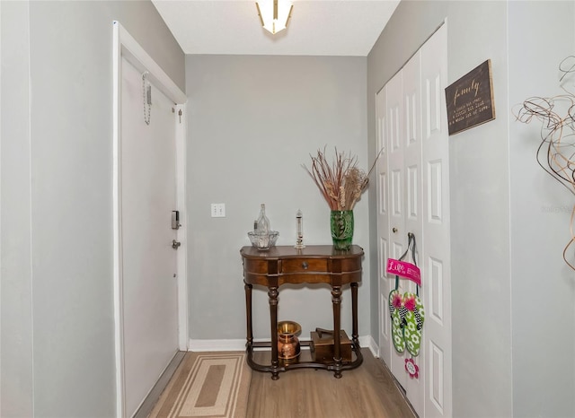 doorway featuring hardwood / wood-style floors