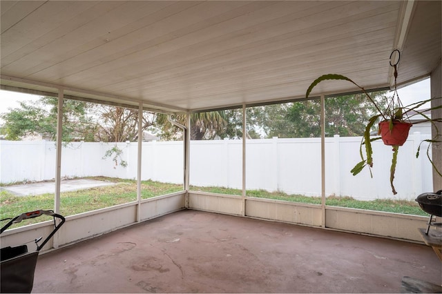 view of unfurnished sunroom