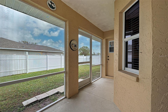 view of unfurnished sunroom