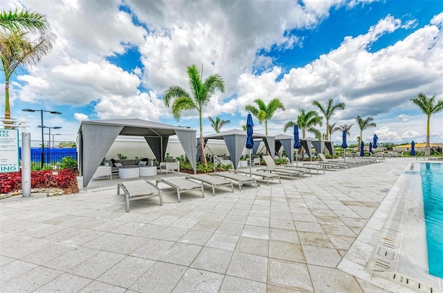 view of patio / terrace featuring a gazebo