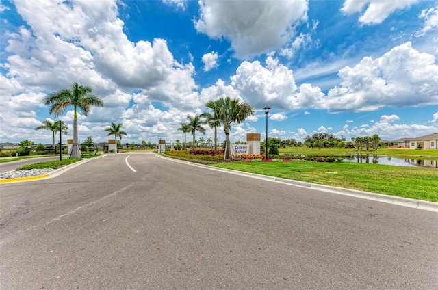 view of road featuring a water view