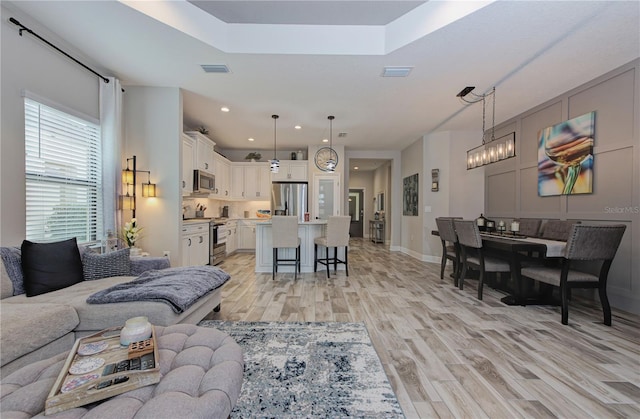 living room featuring light hardwood / wood-style flooring