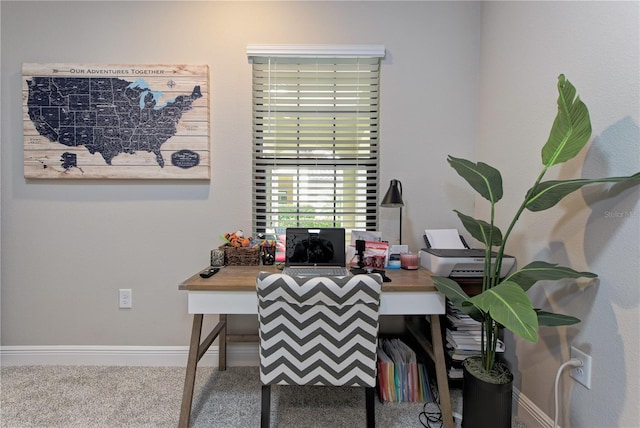 view of carpeted office space