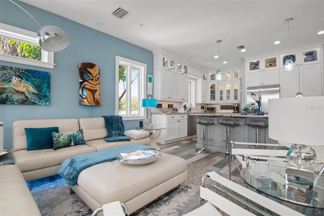 living room featuring light hardwood / wood-style flooring