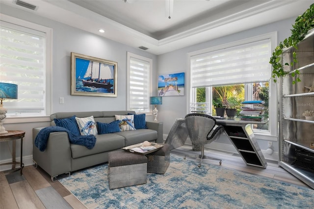 living room featuring light hardwood / wood-style flooring