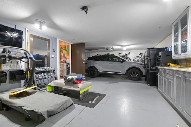 garage with a garage door opener