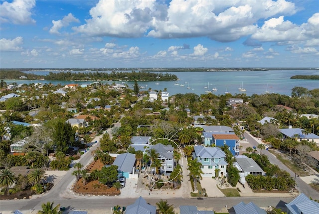 bird's eye view featuring a water view