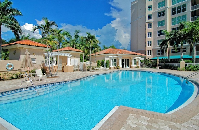 view of pool featuring a patio area