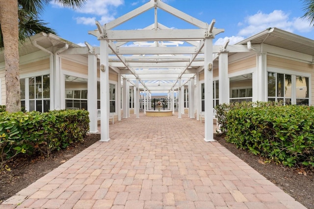 view of patio featuring a pergola