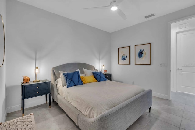 bedroom featuring ceiling fan