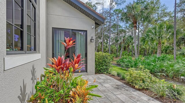 9291 Swaying Branch Rd, Sarasota, FL 34241 - property entrance featuring stucco siding