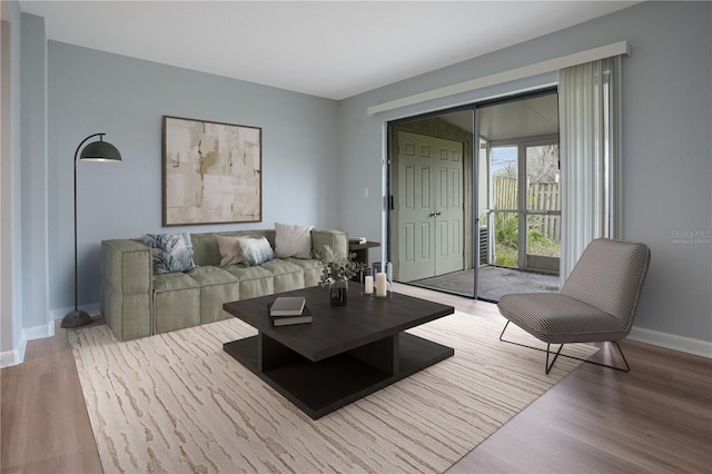 living room with wood-type flooring