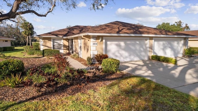 single story home with a garage