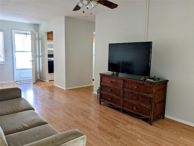 1570 Pleasant Rd Unit J-26, Bradenton, FL 34207 - living room with light hardwood / wood-style flooring and ceiling fan