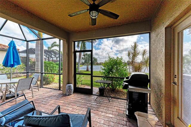 6547 Willowshire Way, Bradenton, FL 34212 - sunroom with a ceiling fan