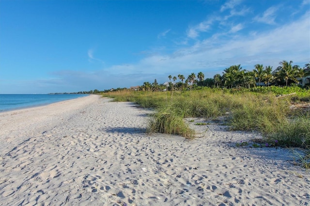 property view of water featuring a view of the beach