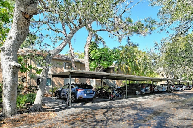 view of car parking featuring a carport