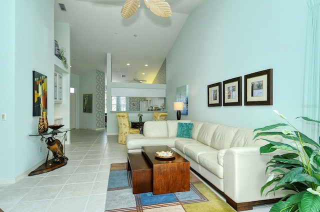 view of tiled living room