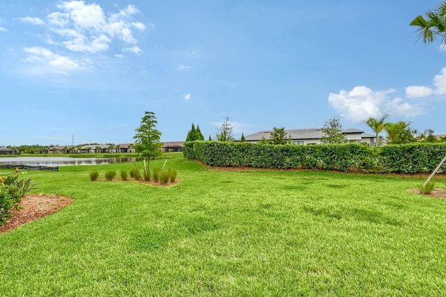 view of yard featuring a water view