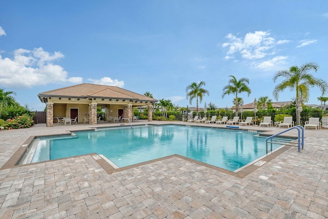 view of pool featuring a patio area