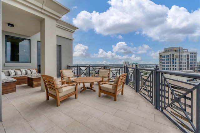 balcony featuring an outdoor living space