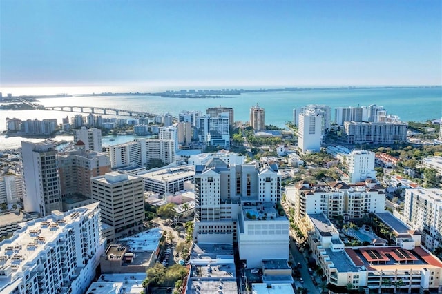 property's view of city featuring a water view