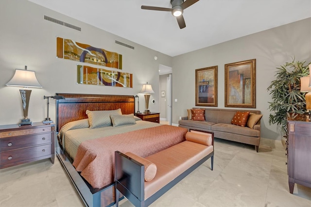 bedroom featuring ceiling fan