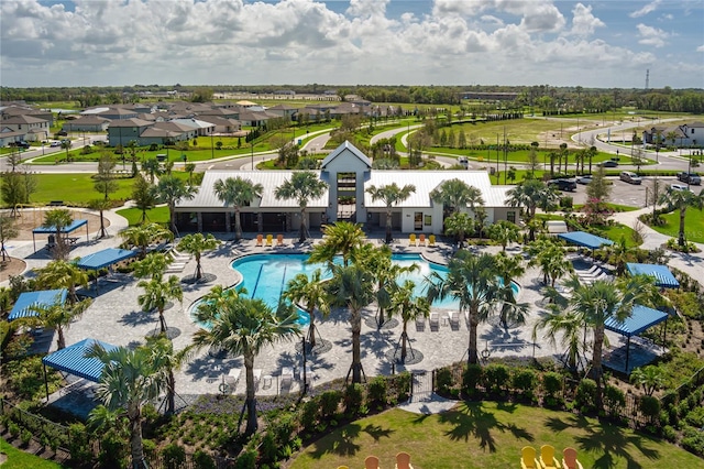 drone / aerial view with a residential view