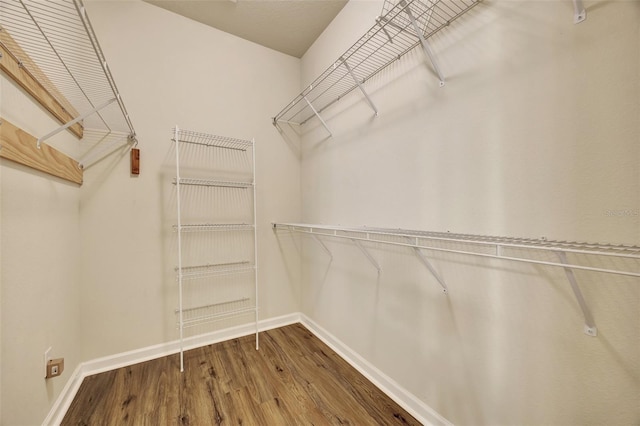 walk in closet with hardwood / wood-style flooring