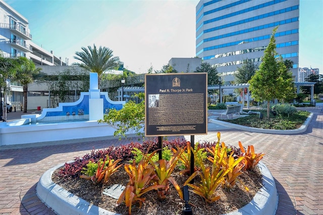 view of community sign