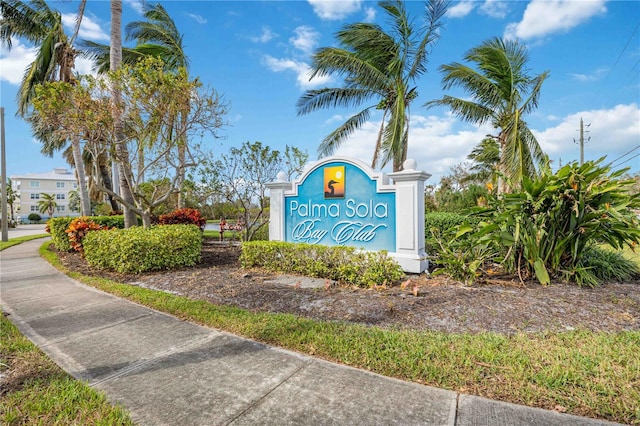 view of community sign