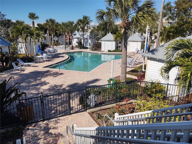 view of pool featuring a patio area