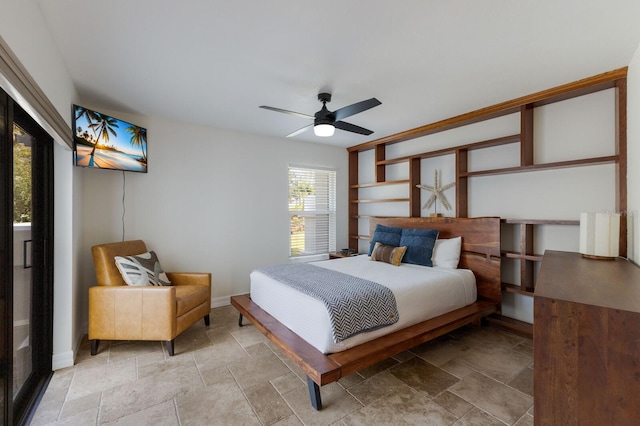 bedroom featuring ceiling fan