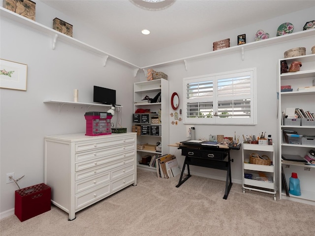 misc room featuring light colored carpet