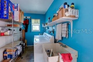 laundry area featuring washing machine and dryer