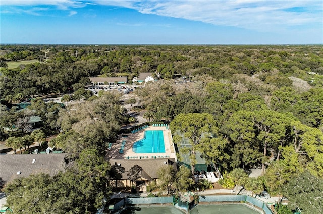 drone / aerial view with a forest view