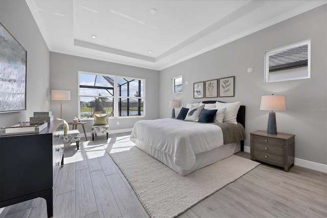 bedroom with a raised ceiling