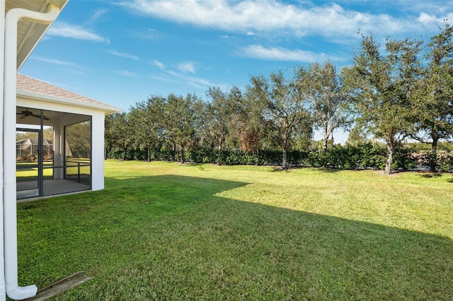 view of yard featuring a sunroom