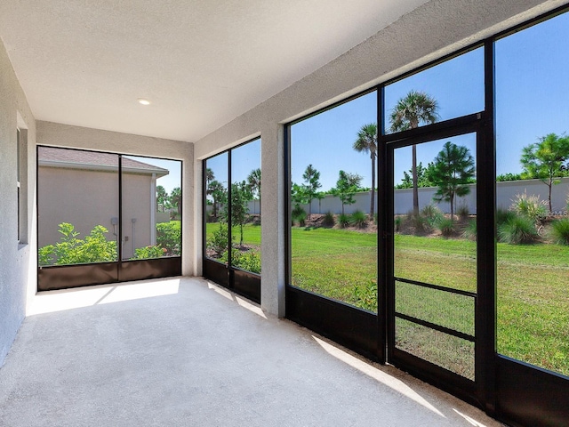 view of unfurnished sunroom