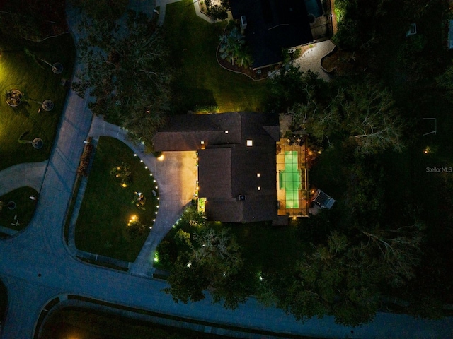 view of aerial view at twilight