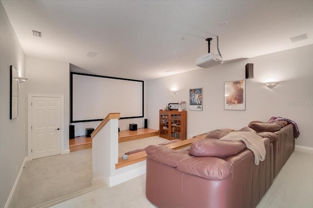 view of carpeted home theater room