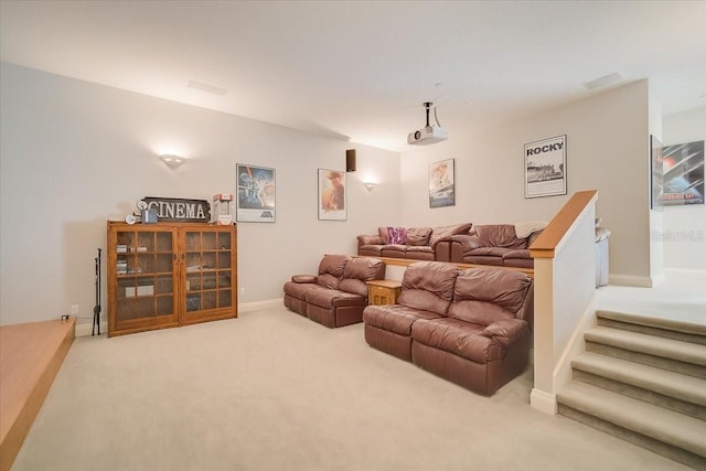 view of carpeted home theater room