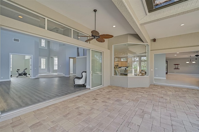 view of patio with ceiling fan