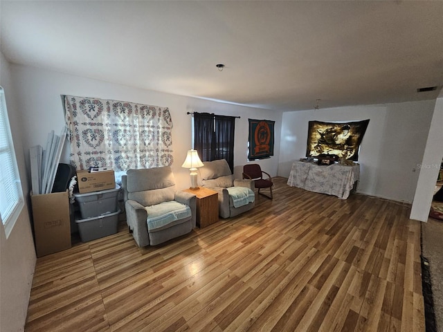 living room with wood-type flooring