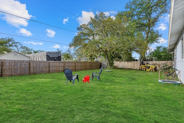 view of yard featuring a fenced backyard