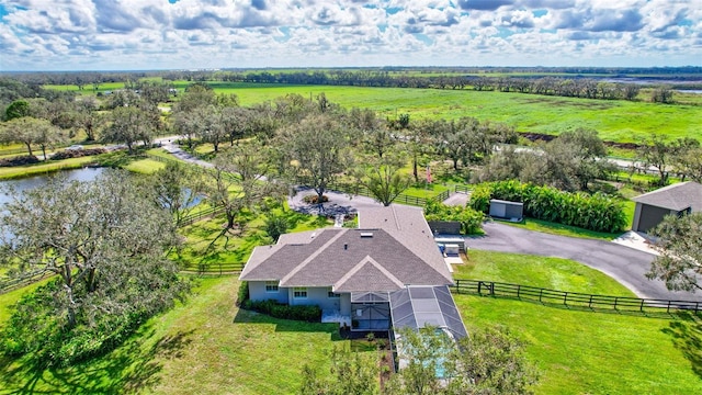 drone / aerial view with a rural view