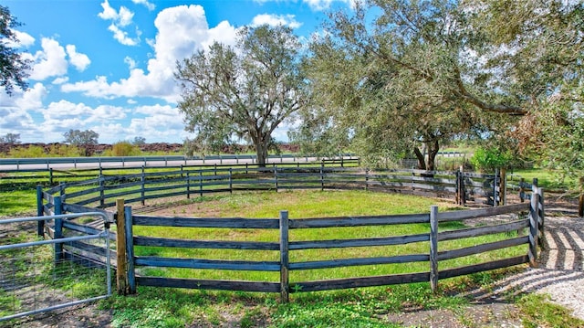 view of gate with a rural view