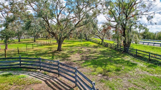 view of property's community featuring a rural view and a yard