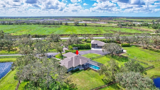 aerial view featuring a rural view